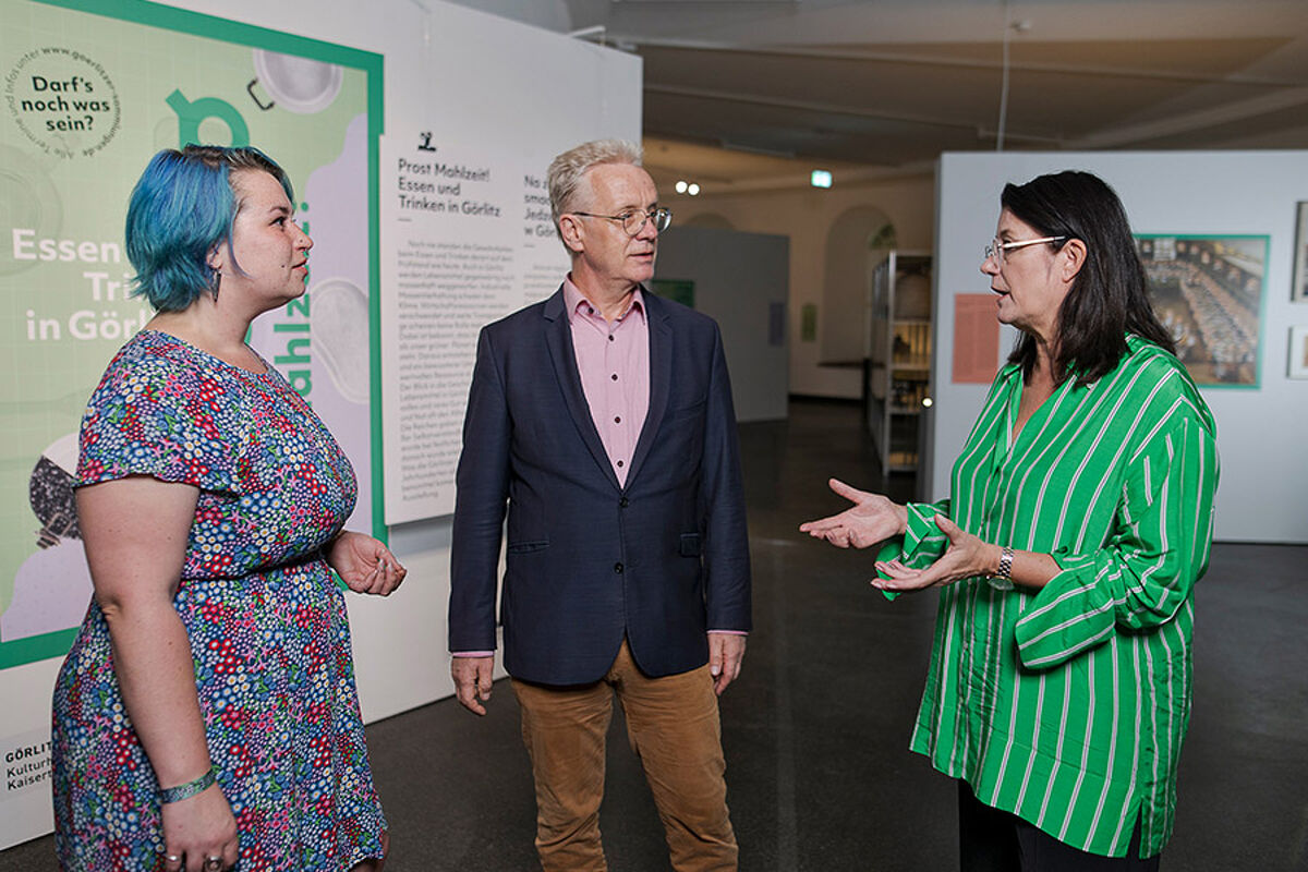 Museumspädagogin Marie Karutz, Direktor Jasper v. Richthofen, Kuratorin Ines Haaser, v.l.n.r, Foto: Görlitzer Sammlungen